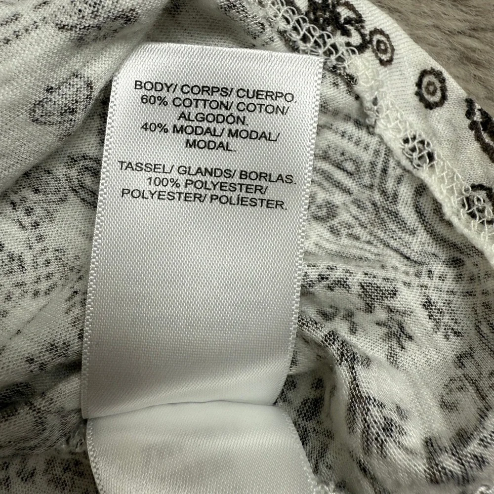 Lucky Brand Paisley Print Peasant Top‎ Tunic Blouse with Tassels Size M - Picture 4 of 7